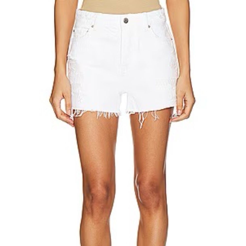 Frame Denim White Distressed Jean Shorts